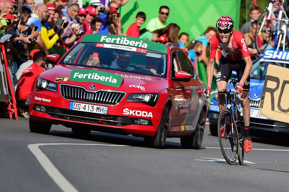 Sander Armee rides to victory during stage 18 at the Vuelta