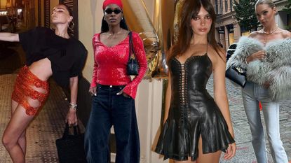 a collage of influencer and celebrity images wearing birthday outfits