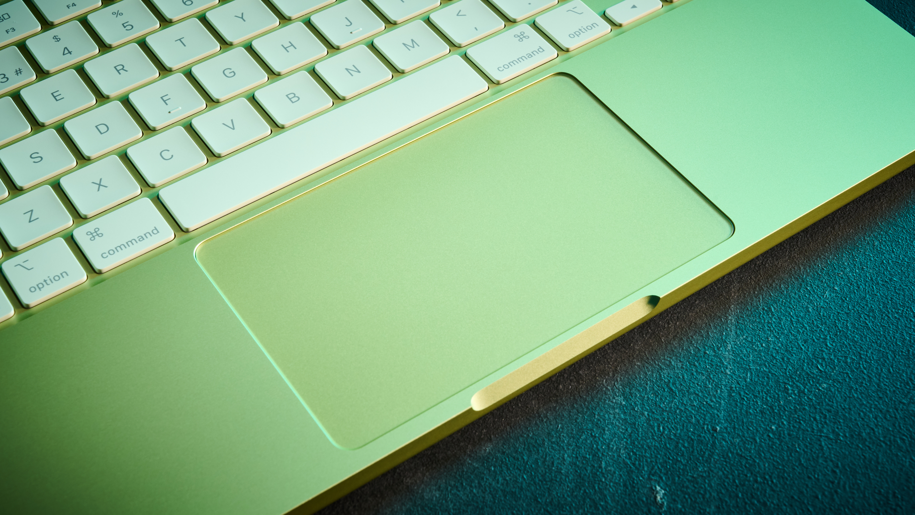 Close up of the touchpad on the Apple MacBook Neo laptop