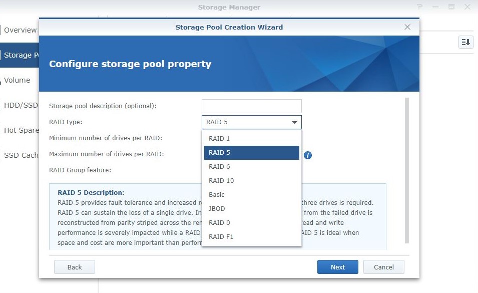 Synology DSM interface
