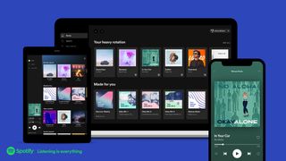 The Spotify app on mobile, ipad and laptop