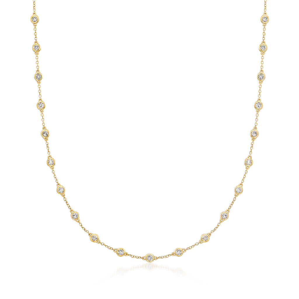 2.00 Ct. T.w. Bezel-Set Diamond Station Necklace in 14kt Yellow Gold