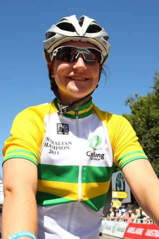 Newly crowned National Criterium Champion, Lauren Kitchen (Jayco-AIS) on the start line