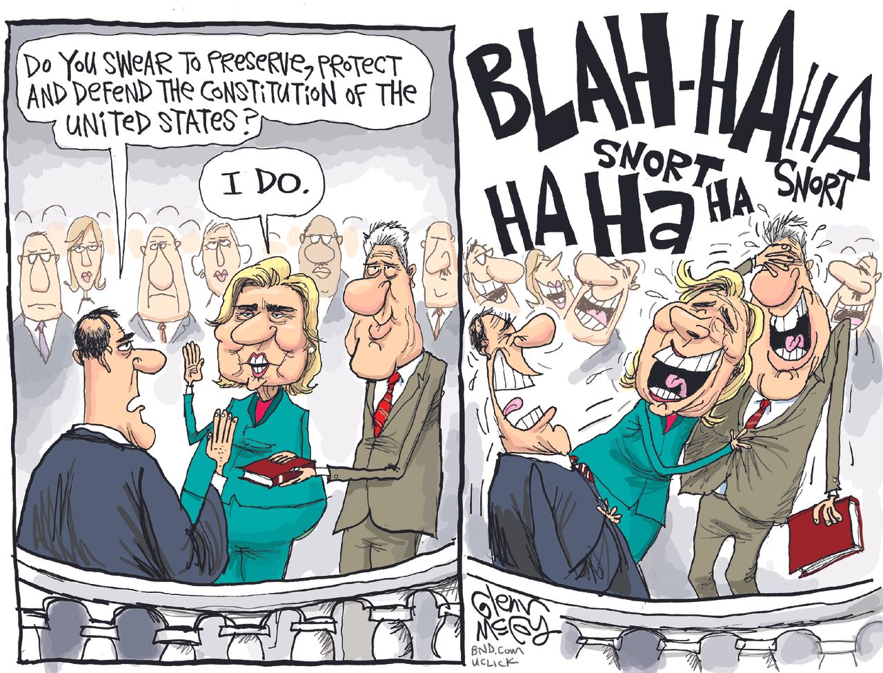 NL Political cartoon U.S. Hillary/Constitution