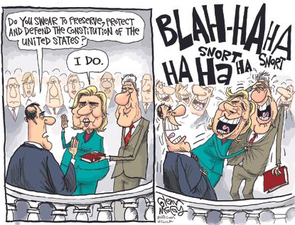 NL Political cartoon U.S. Hillary/Constitution