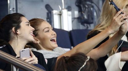 Kendall Jenner and Gigi Hadid pose for a selfie.