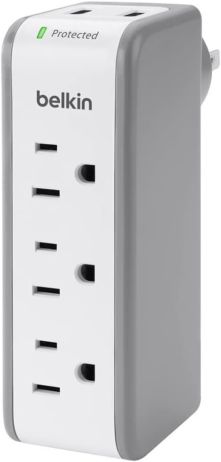2 AC, 3 USB Wall Mount Surge Protector