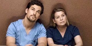 Giacomo Gianniotti as Andrew DeLuca and Ellen Pompeo as Meredith Grey on Grey's Anatomy Season 15 on