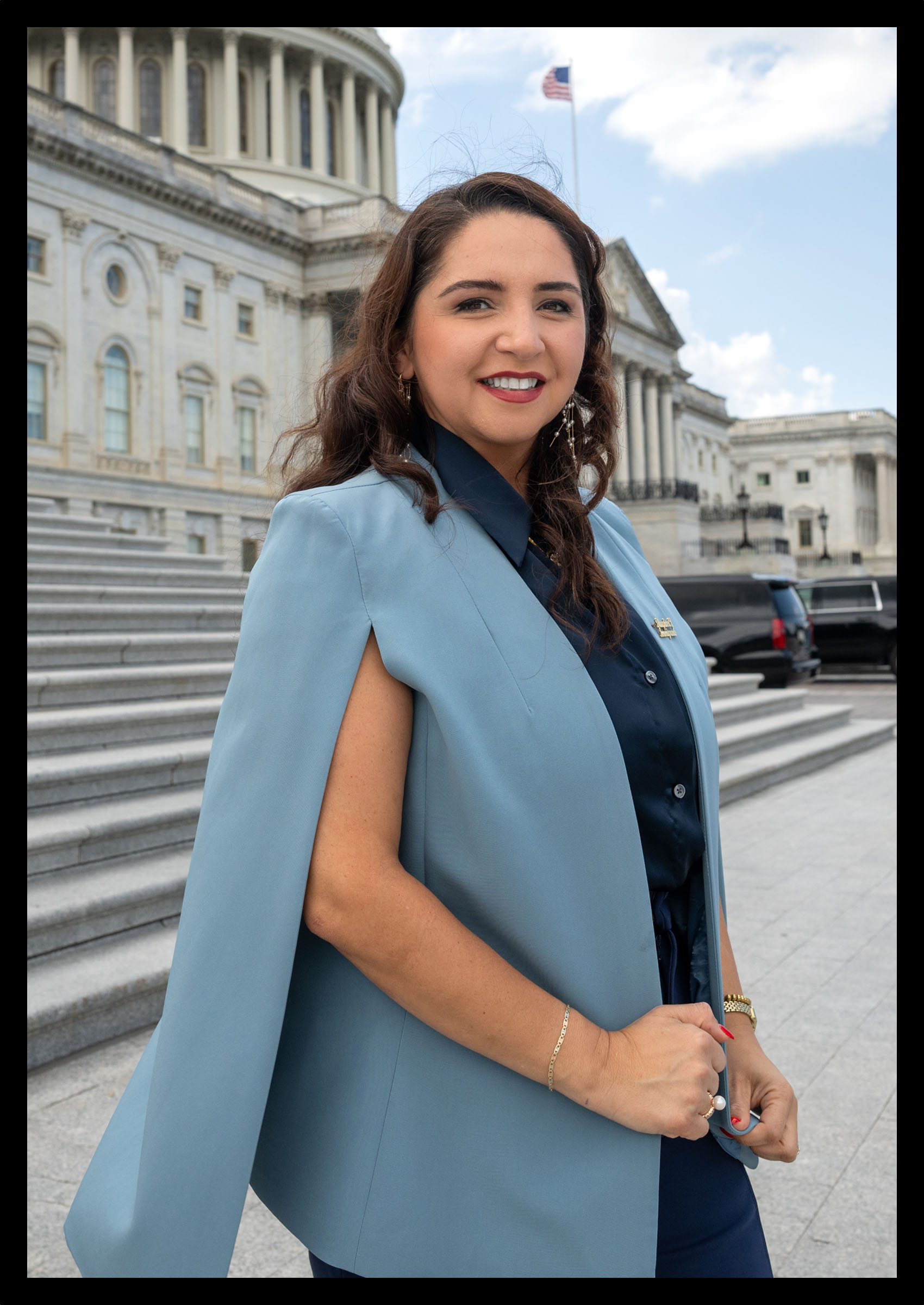 Rep. Delia Ramirez in front of the US Capitol building