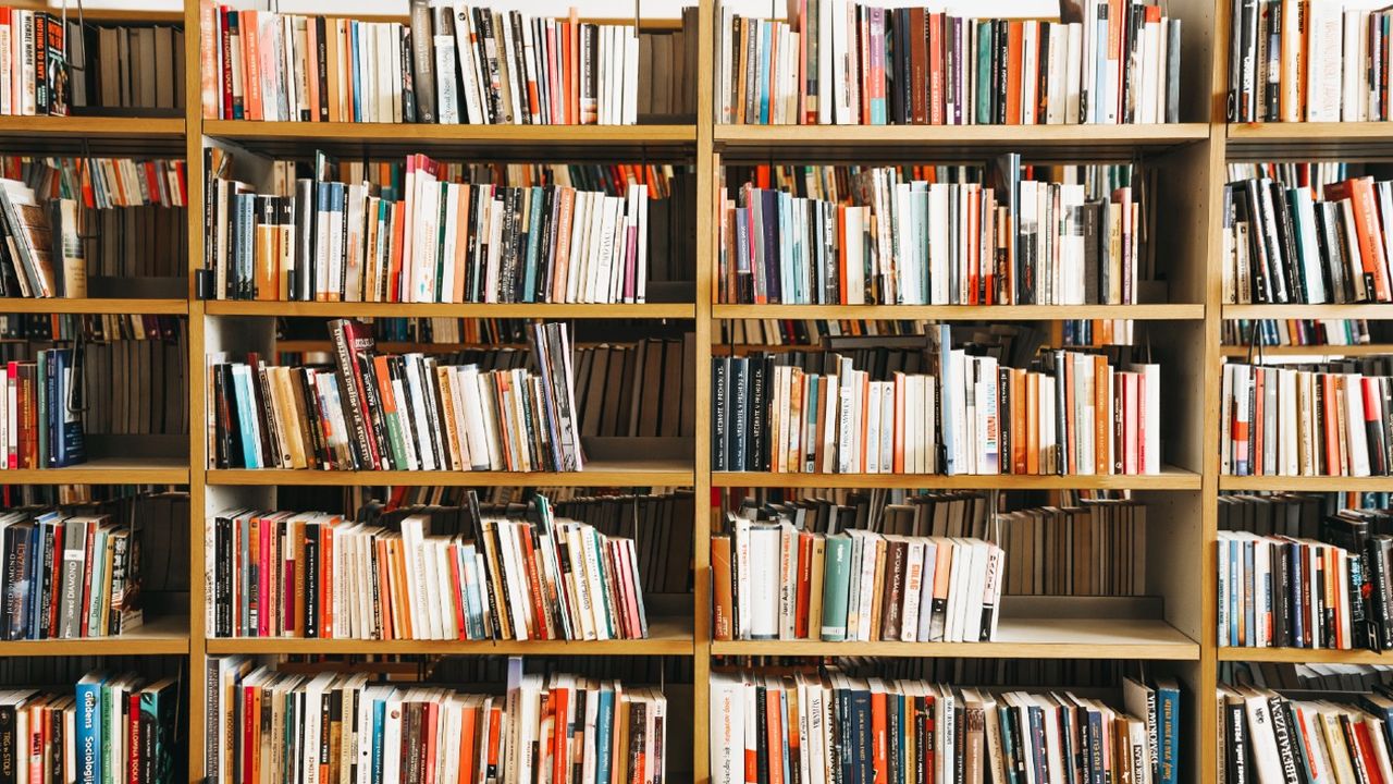 Bookshelves at a university library