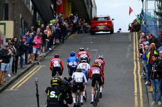images from the Junior Men's road race at the UCI Road World Championships 2023 in Glasgow