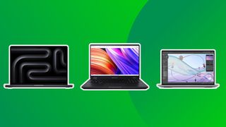 Three of the best laptops for animation on a green background