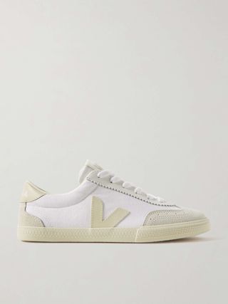 Volley Suede and Leather-Trimmed Organic Cotton-Canvas Sneakers