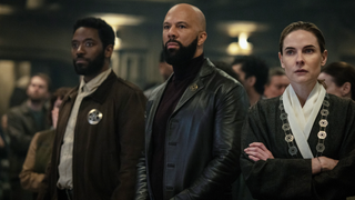 Chinaza Uche, Common and Rebecca Ferguson in "Silo" season 3, now streaming on Apple TV