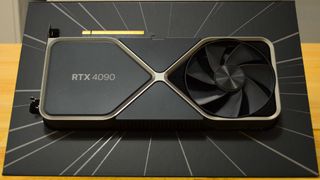 Nvidia GeForce RTX 4090 sitting in box stand 