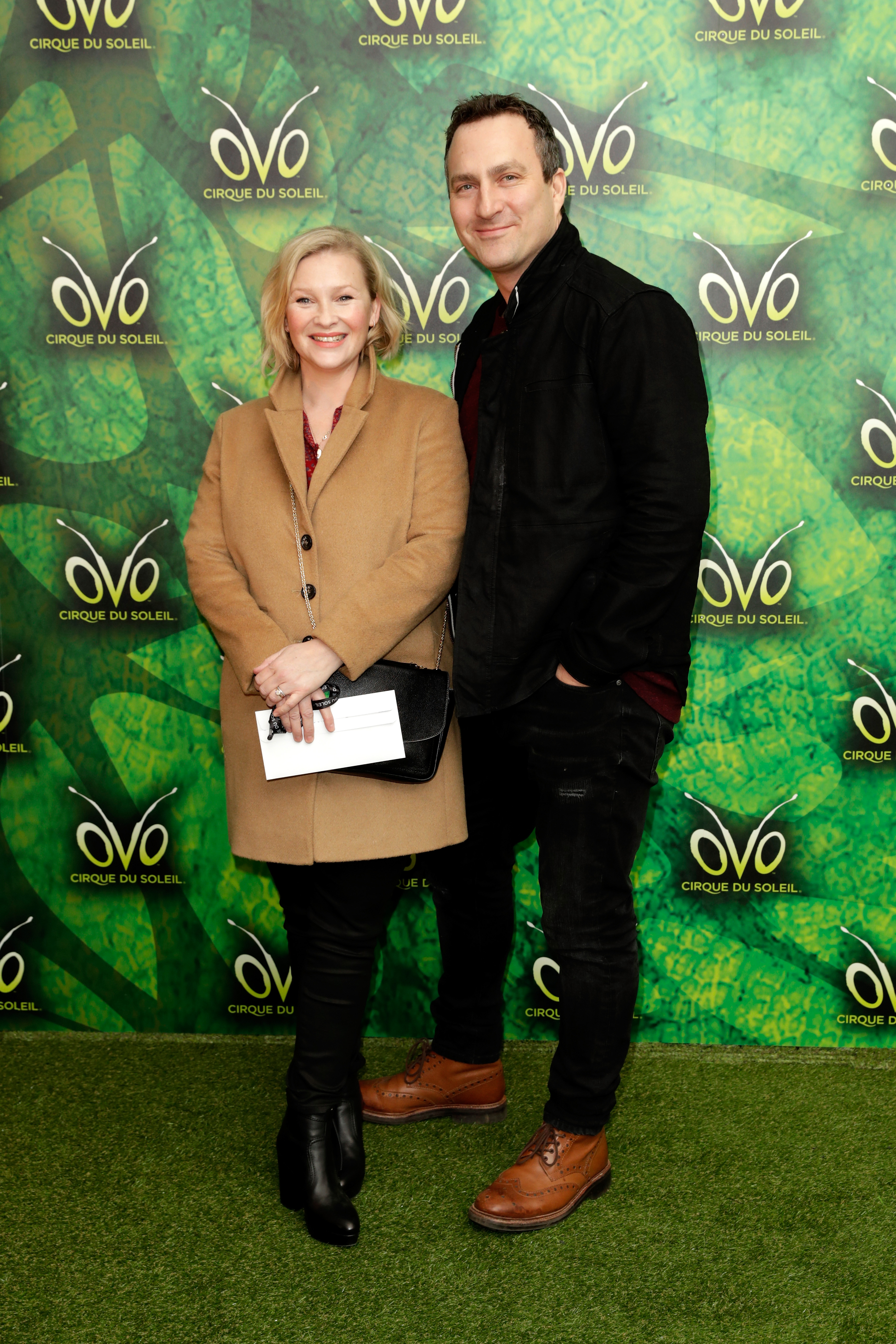 Joanna Page and husband James Thornton attend the Cirque du Soleil OVO premiere at Royal Albert Hall