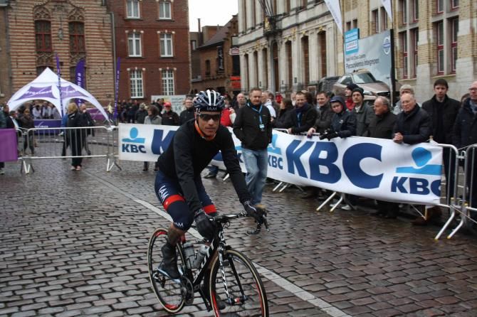 Sylvain Chavanel (IAM Cycling) reports for duty ahead of Dwars door Vlaanderen.