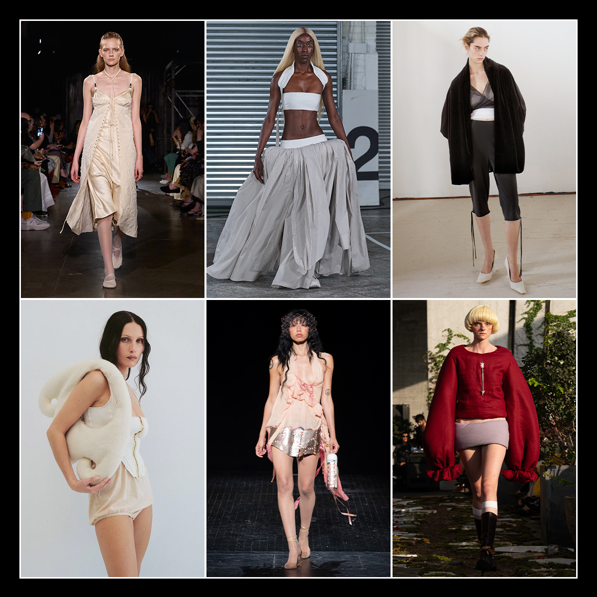 Spring/Summer 2026 collections of Meruert Tolegen, Jane Wade, Mila Sullivan, Colleen Allen, Zoe Gustavia Anna Whalen, Pipenco, Mel Usine.