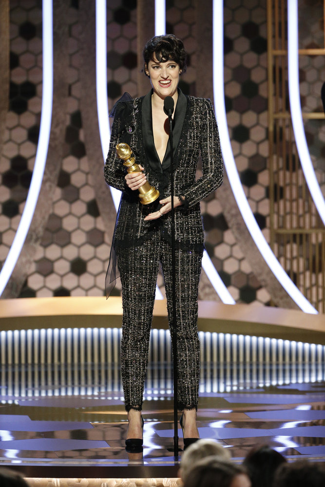 Phoebe Waller-Bridge accepts the Golden Globe for best actress in a television series comedy or movie for Amazon series 'Fleabag'