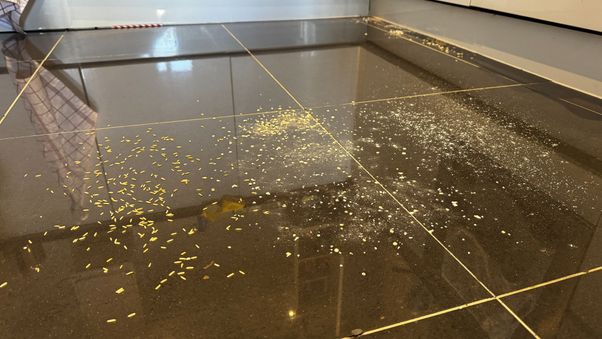 Shark PowerDetect UV Reveal debris test on tile