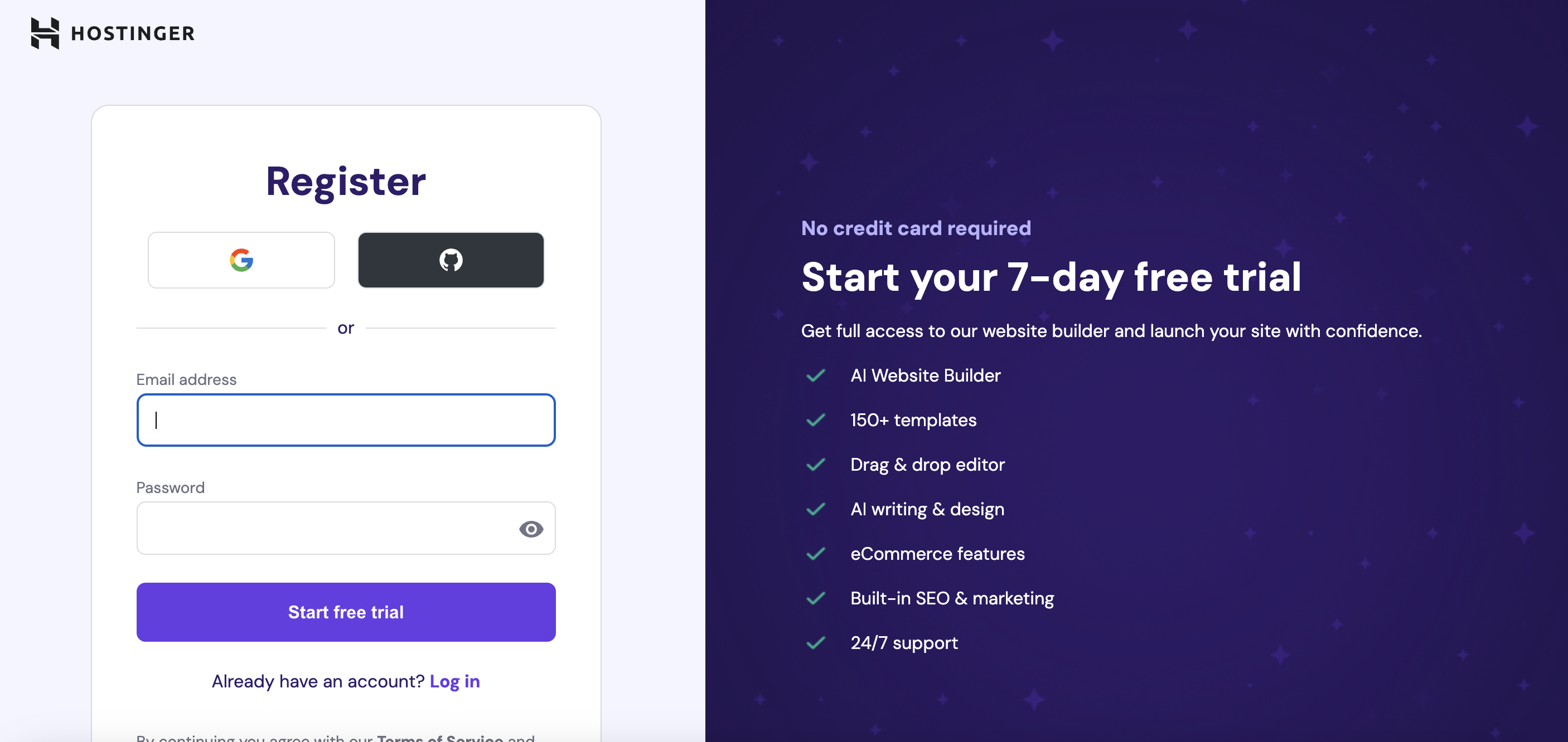 Screenshot of Hostinger Website Builder