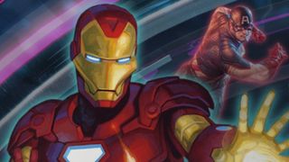 MTG Marvel artwork of Iron Man and Captain America