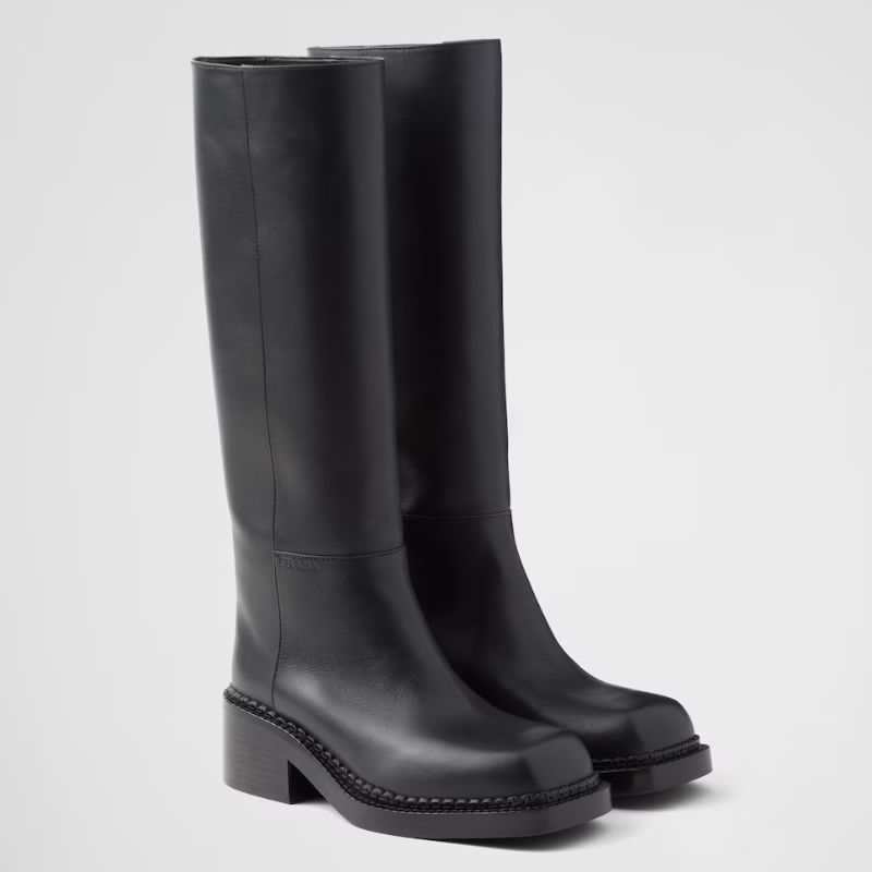 black knee high boots from Prada