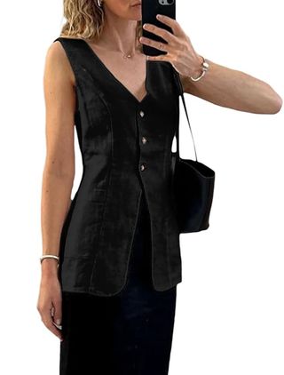 Mina self, Sleeveless Blazer Vest