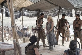 Emilia Clarke and Joseph Naufahu in Game Of Thrones