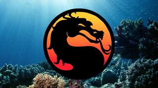 The Mortal Kombat logo on an underwater background