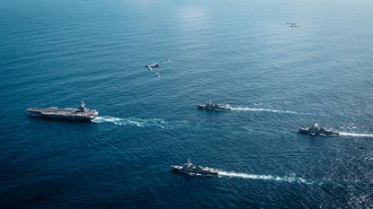 The U.S. Navy&rsquo;s Gerald R. Ford strike carrier group at sea.