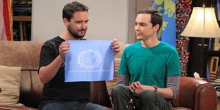 Wil Wheaton as himself and Jim Parsons as Sheldon Cooper on The Big Bang Theory (2012)
