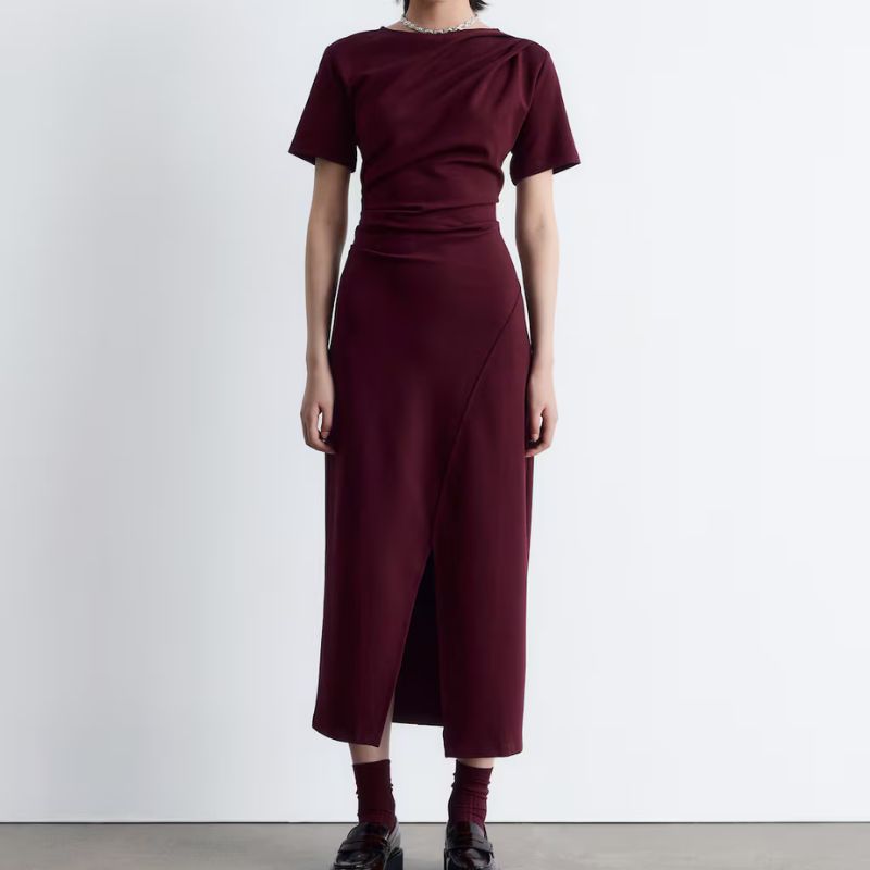 &amp;amp;Other Stories, Draped Short-Sleeve Midi Dress