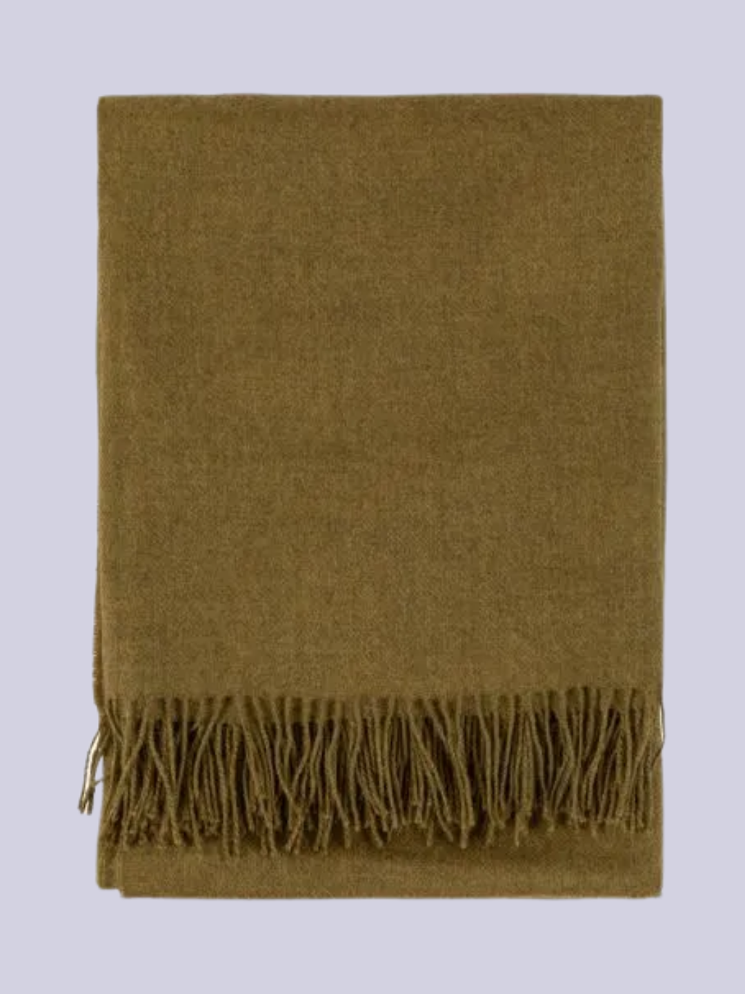 An olive green throw