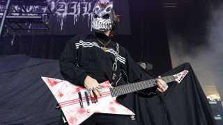 CLARKSTON, MICHIGAN - AUGUST 07: Jack Simmons of the Russian deathcore band Slaughter to Prevail performs at Pine Knob Music Theatre on August 07, 2024 in Clarkston, Michigan. (Photo by Scott Legato/Getty Images)