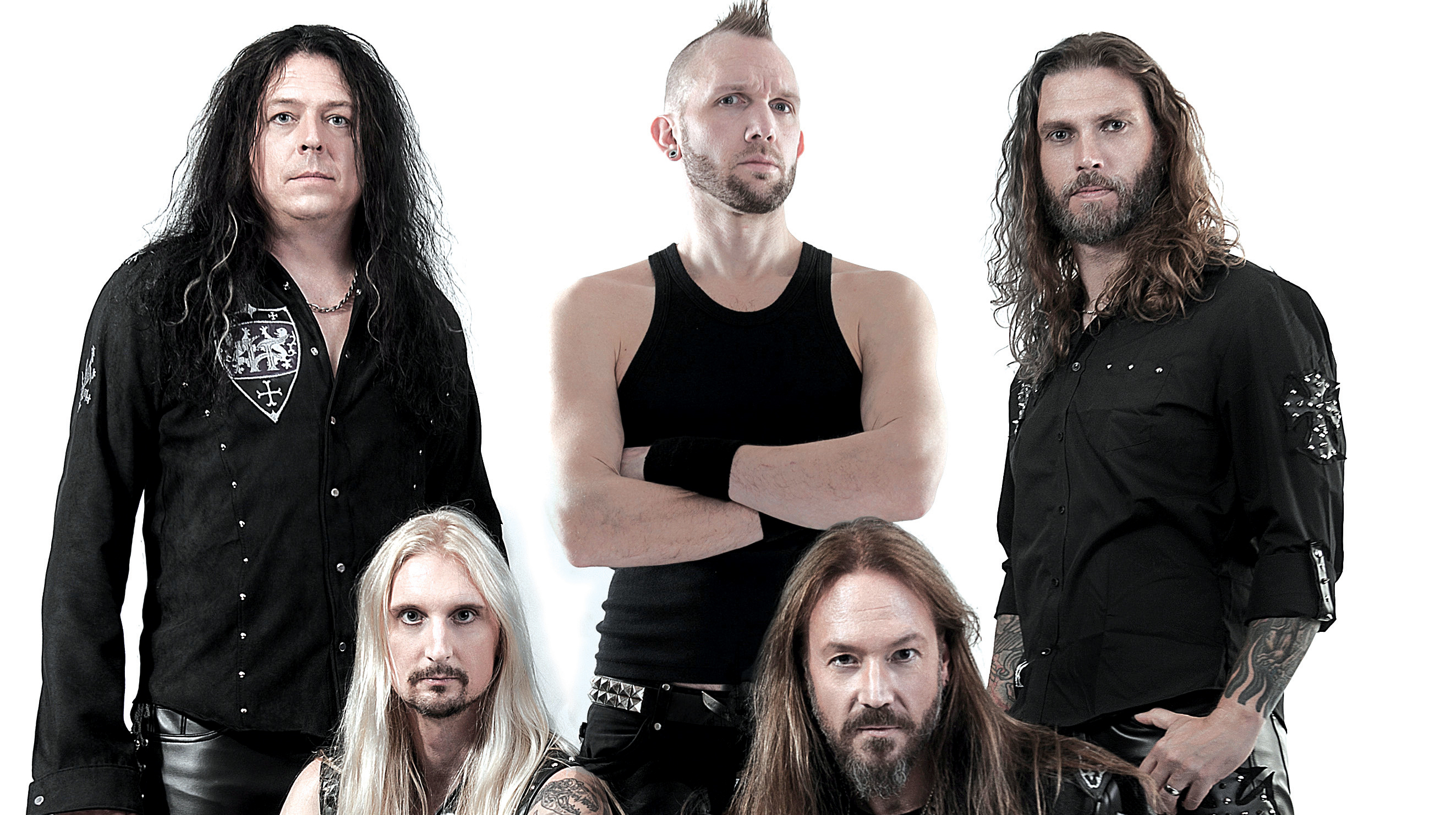 A press shot of Hammerfall taken in 2016