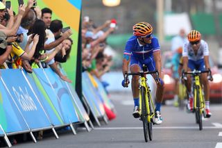 Julian Alaphilippe (France) wins the sprint for fourth place
