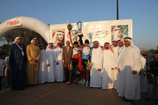 Yousef Mirza Banihammad (3rd, UAE), Mouhcine Lahsaini (1st, Morocco) and Malcolm Lange (2nd, Team Medscheme)