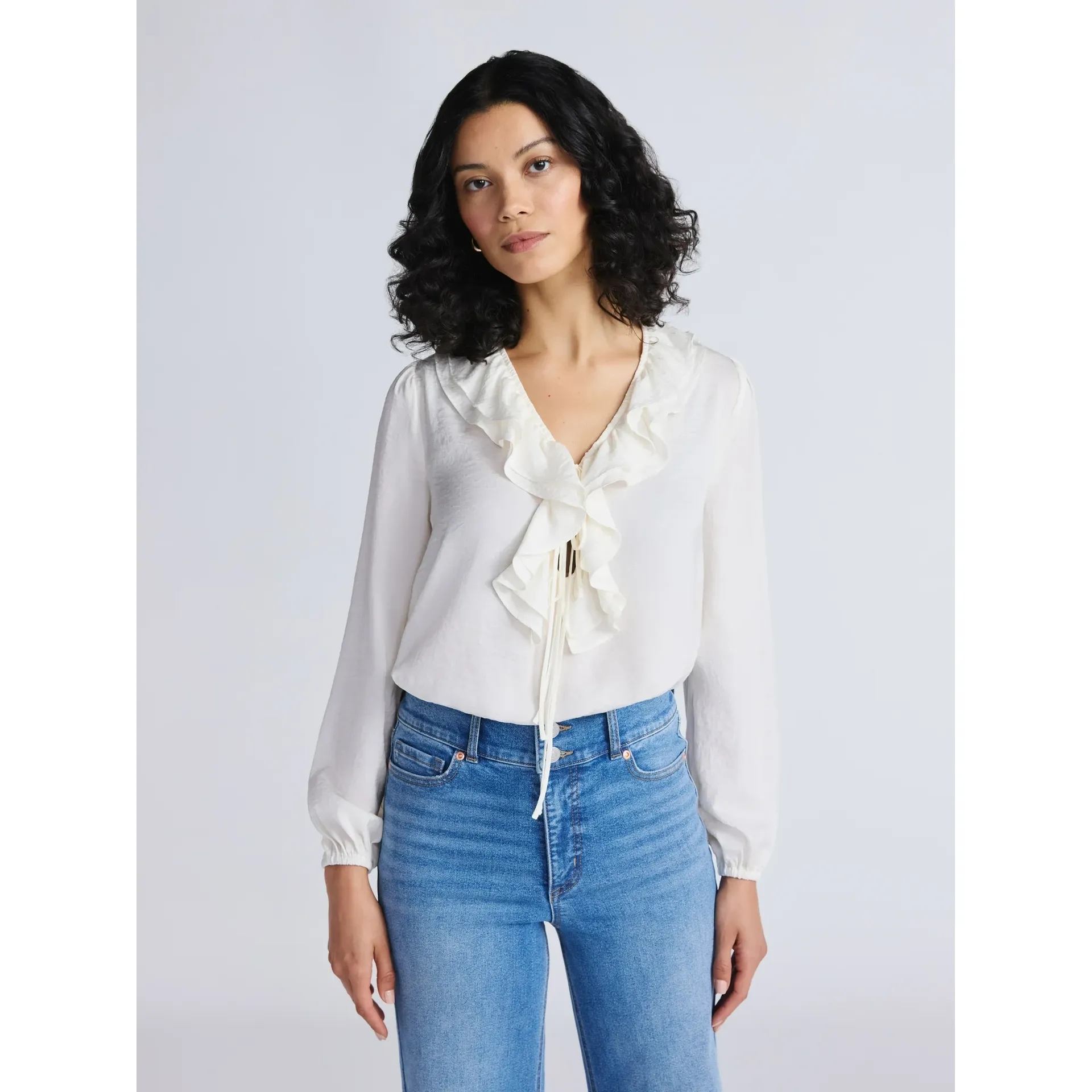Sofia Jeans by Sofia Vergara, Sofia by Sofia Vergara Women's and Women's Plus Ruffle Neck Blouse, Sizes Xs-4x