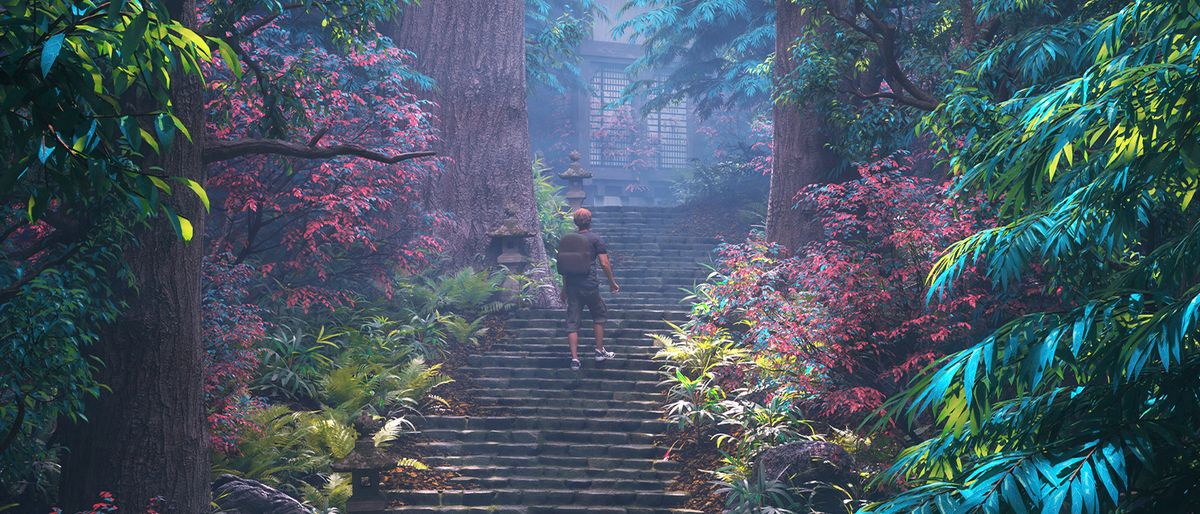 OctaneRender 2022 review; a colourful forest scene rendered in OctaneRender