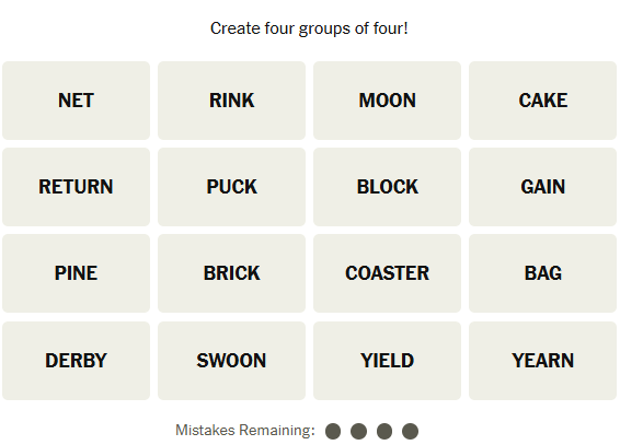 The New York Times Connections puzzle on February 11, 2026