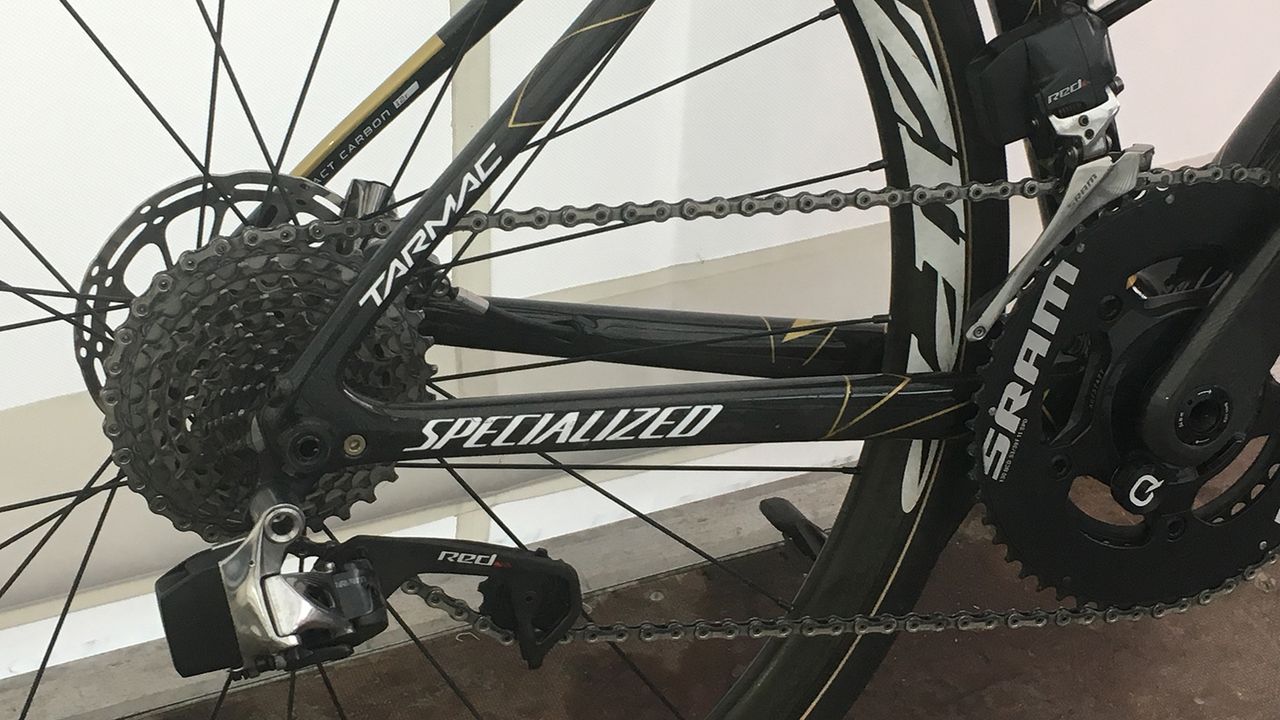 An 11-30 SRAM Red cassette was used for the hilly course