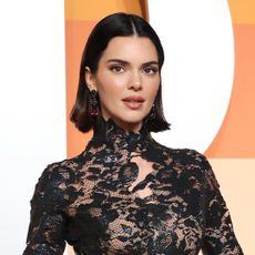 Kendall Jenner wears a vintage Mugler lace gown to the Vanity Fair Oscars after-party 2025