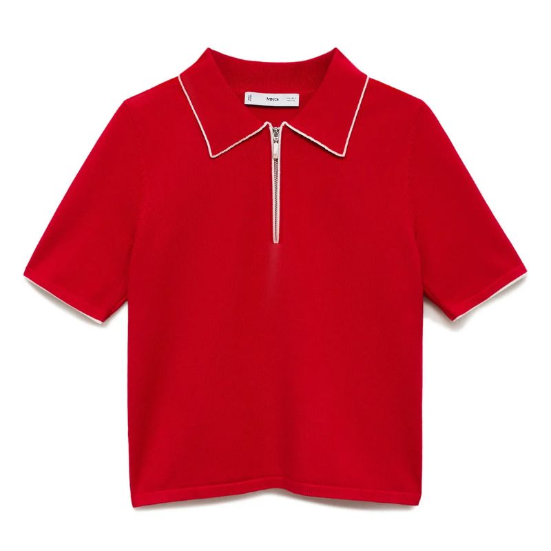 Mango Tipped Short Sleeve Polo Sweater cut out 