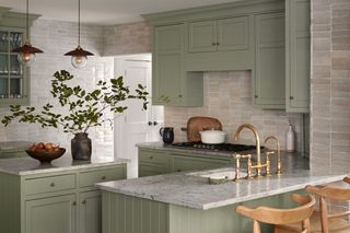 kitchen with sage cabinets