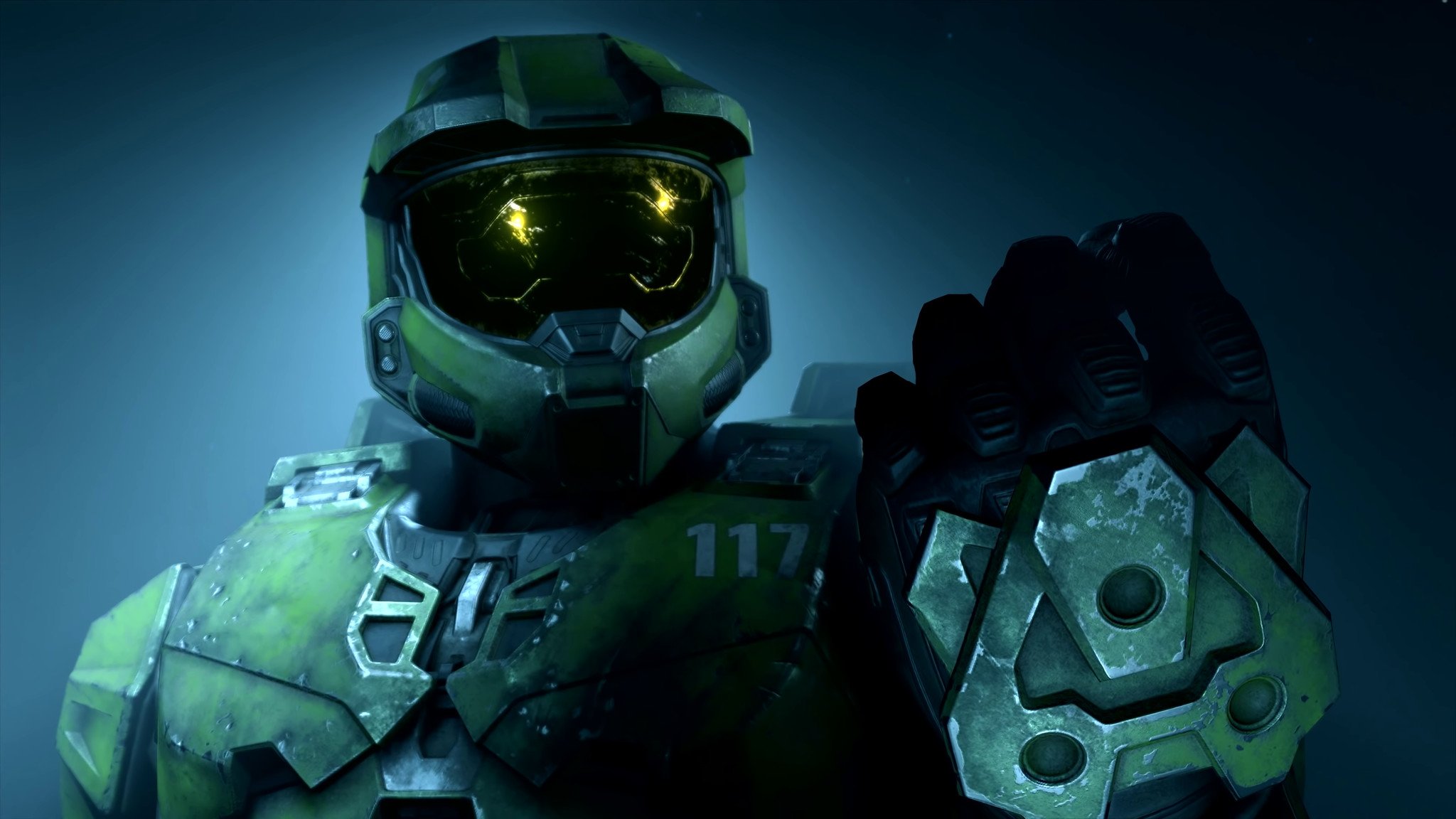 Master Chief na campanha Halo Infinite.