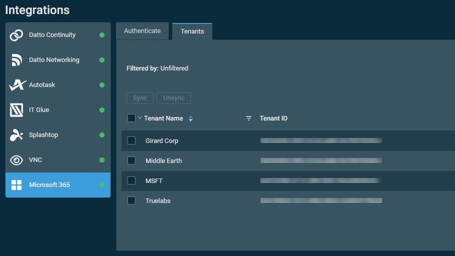 Datto Microsoft 365 integration