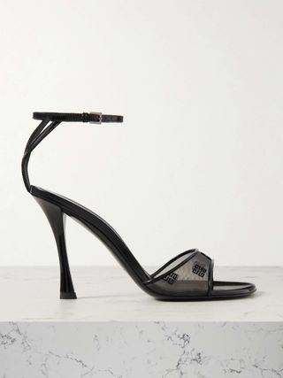 Givenchy, Patent Leather-Trimmed Devoré-Mesh Sandals