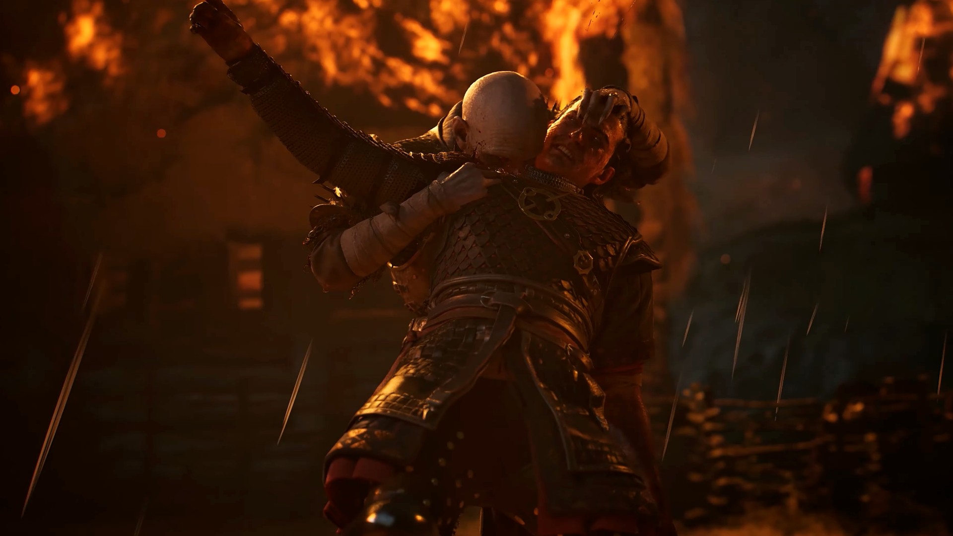 The Blood of Dawnwalker trailer screenshot of Brencis the vampire drinking blood from a human