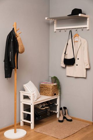 Boot room with a coat rack